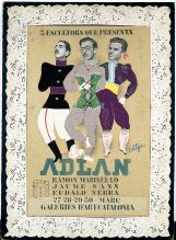 «Tres escultors que presenta ADLAN» (1935). Cartell original de Salvador Ortiga. Fundació Palau. Caldes d’Estrac.
